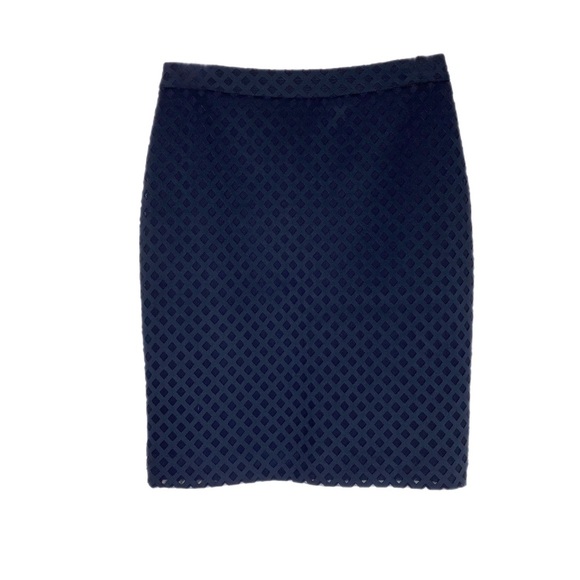 Banana Republic Navy Blue Diamond Laser Cut Mesh Lined Skirt - Picture 1 of 8